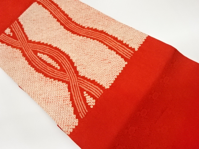 絞りよろけ縞に鹿の子模様名古屋帯